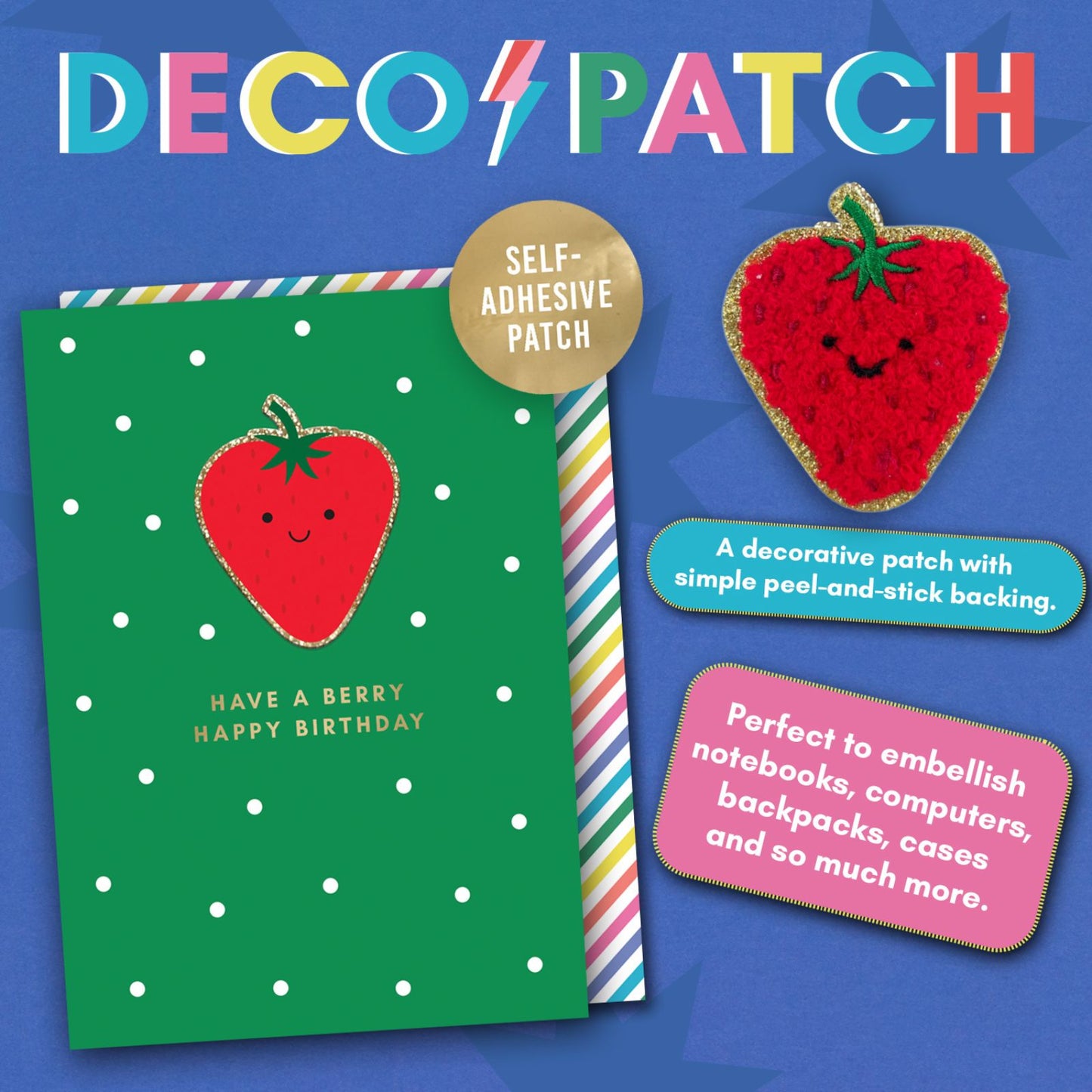Decopatch Berry Happy Birthday Card Includes Removable Strawberry Patch