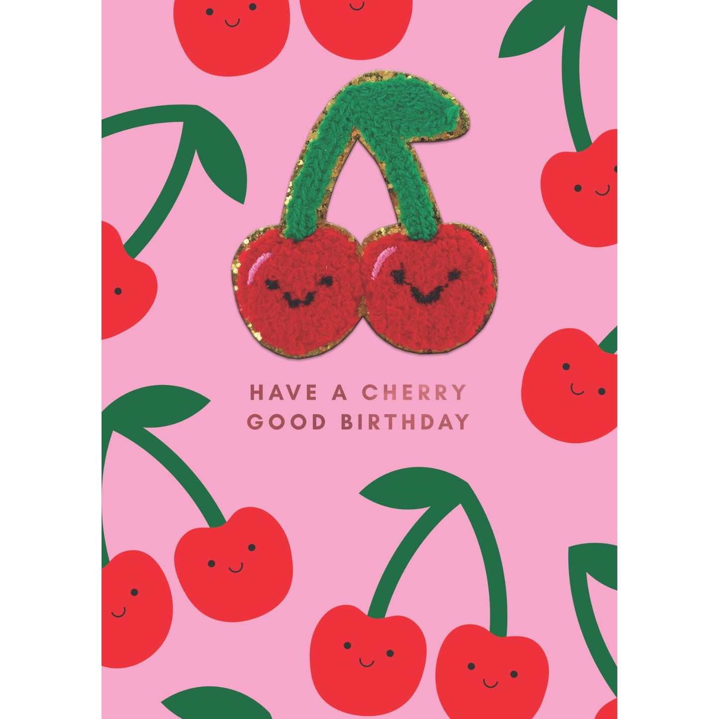 Decopatch Cherry Good Birthday Card Includes Removable Cherry Patch