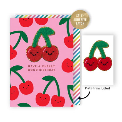 Decopatch Cherry Good Birthday Card Includes Removable Cherry Patch