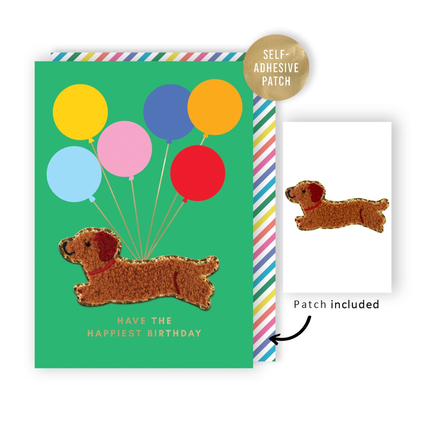 Decopatch Happiest Birthday Card Includes Removable Sausage Dog Patch
