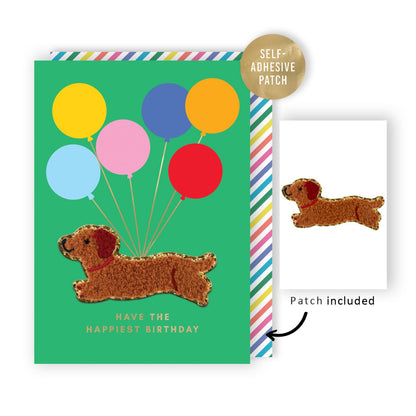 Decopatch Happiest Birthday Card Includes Removable Sausage Dog Patch