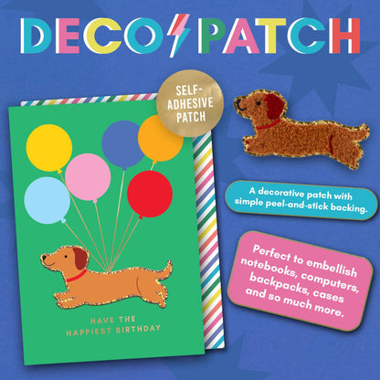 Decopatch Happiest Birthday Card Includes Removable Sausage Dog Patch