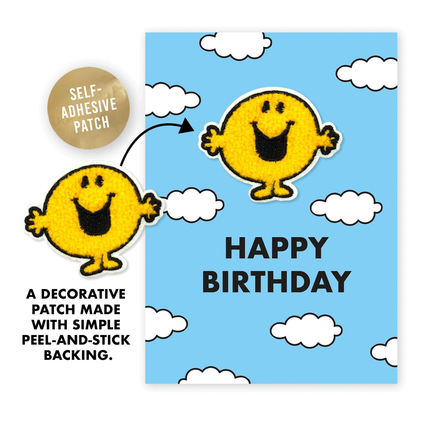 Decopatch Mr. Men Birthday Card Includes Removable Mr. Happy Patch