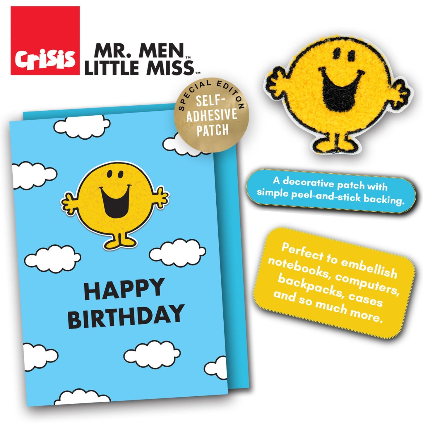 Decopatch Mr. Men Birthday Card Includes Removable Mr. Happy Patch