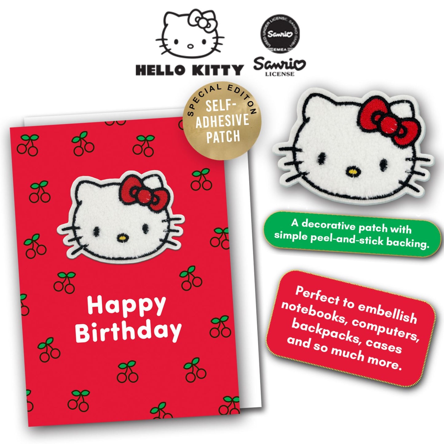 Decopatch Hello Kitty Birthday Card Includes Removable Hello Kitty Patch