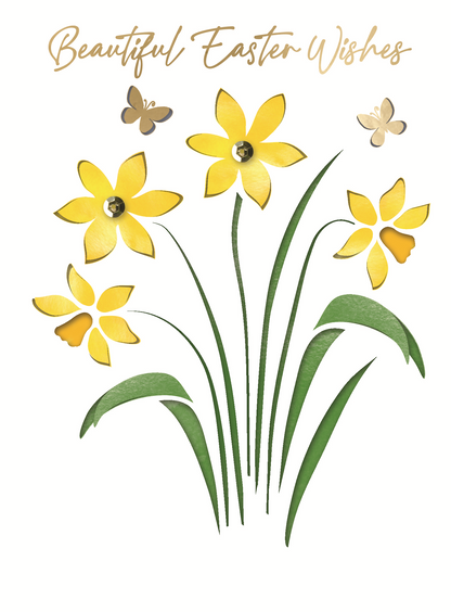 Beautiful Easter Wishes Daffs Hand-Finished Easter Card