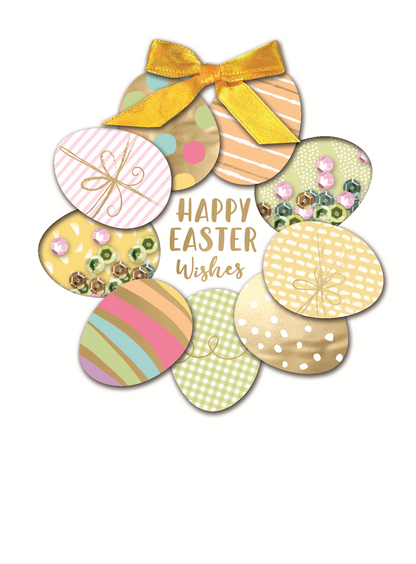 Fun Eggs Happy Easter Wishes Hand-Finished Easter Card