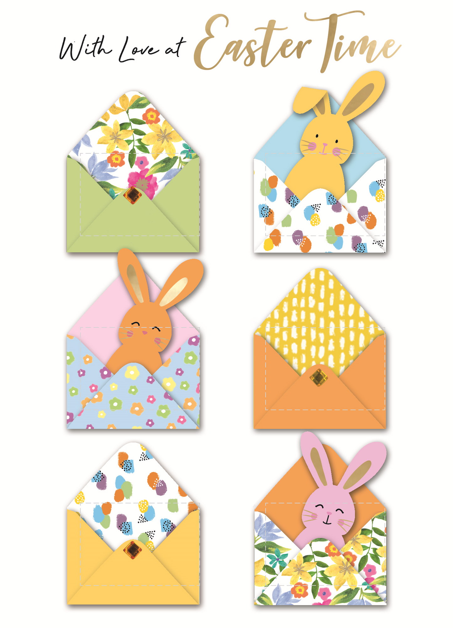 Love At Easter Time Rabbits Hand-Finished Easter Card