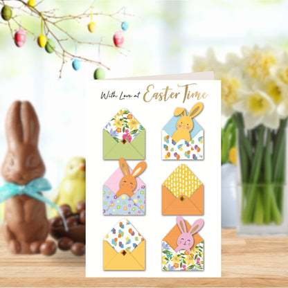 Love At Easter Time Rabbits Hand-Finished Easter Card