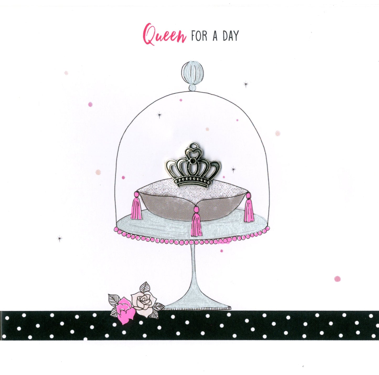 Hand-Finished Queen & Crown Birthday Greeting Card