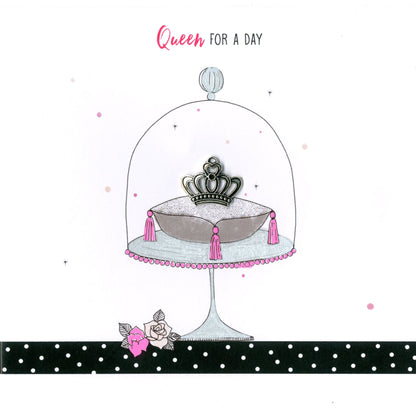 Hand-Finished Queen & Crown Birthday Greeting Card