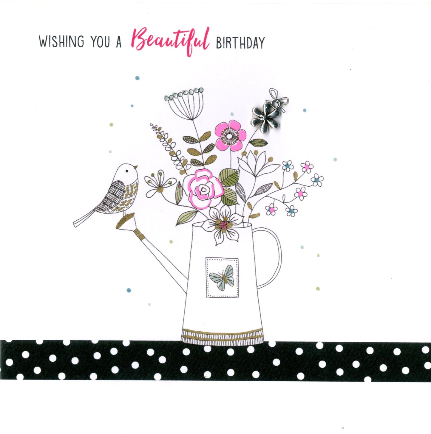 Hand-Finished Watering Can Birthday Greeting Card