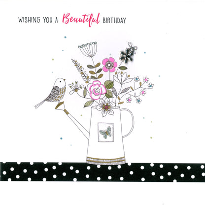 Hand-Finished Watering Can Birthday Greeting Card