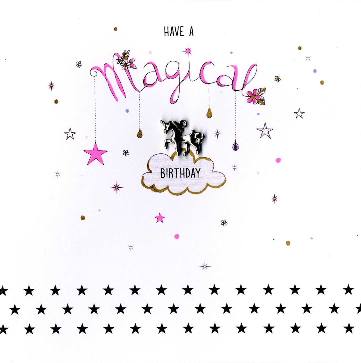 Hand-Finished Magical Unicorn Birthday Greeting Card