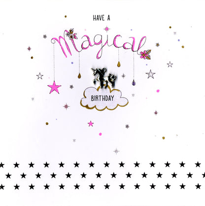 Hand-Finished Magical Unicorn Birthday Greeting Card