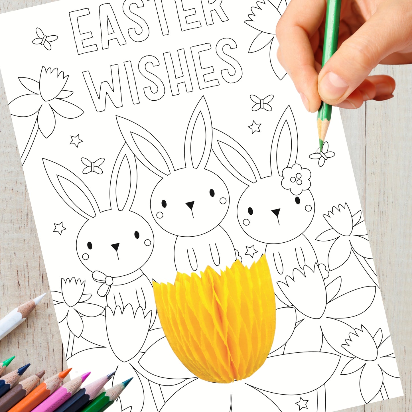 Easter Wishes Colour-Me-In Easter Activity Card With Honeycomb