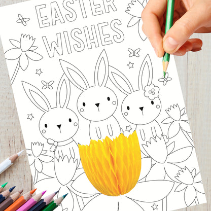 Easter Wishes Colour-Me-In Easter Activity Card With Honeycomb