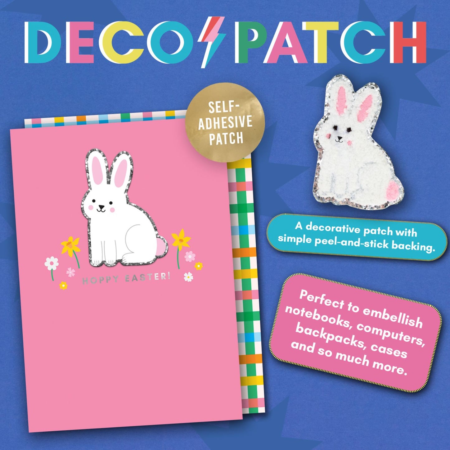 Decopatch Hoppy Easter Card Includes Removable Easter Bunny Patch