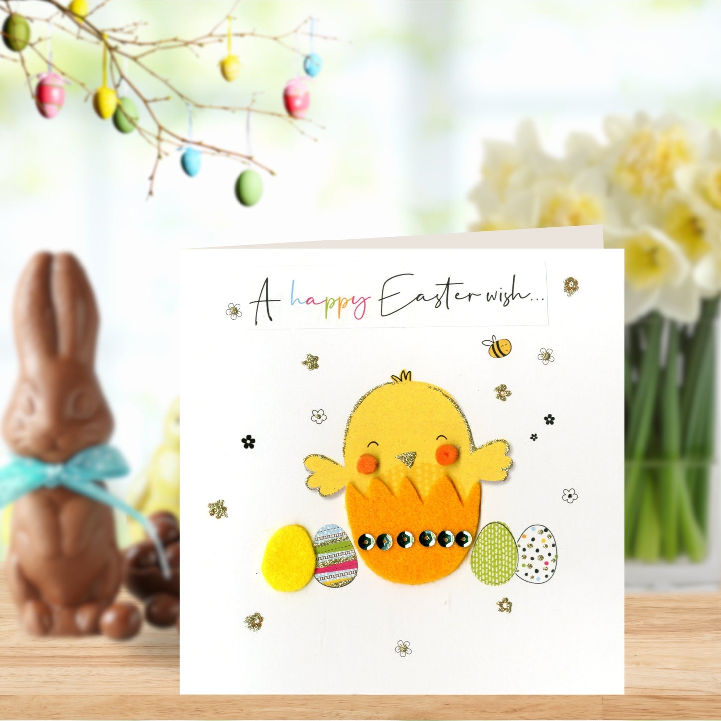 Hand-Finished A Happy Easter Wish Easter Greeting Card