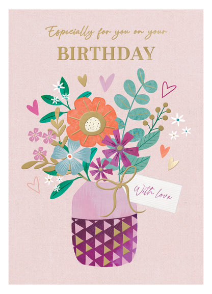 For You On Your Birthday Pretty Purple Posies! Contemporary Birthday Card