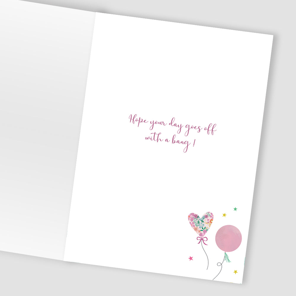 Time To Celebrate Happy Birthday Pink Party Poppers! Contemporary Birthday Card