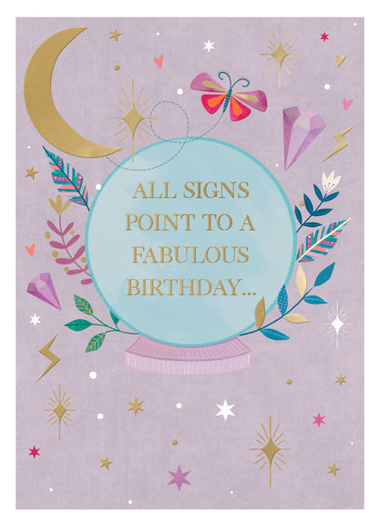 Signs Point To A Fabulous Birthday Magic Moon  Contemporary Birthday Card