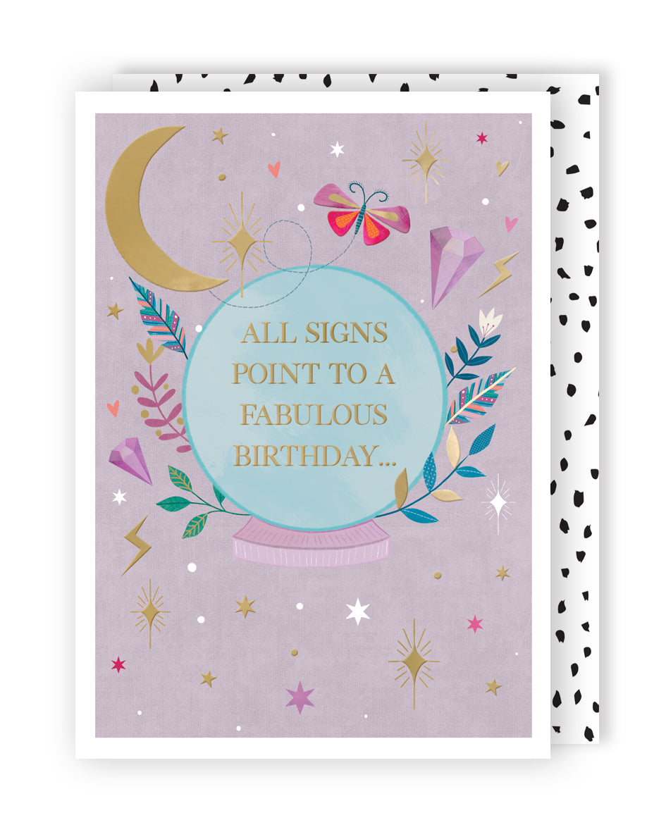 Signs Point To A Fabulous Birthday Magic Moon  Contemporary Birthday Card