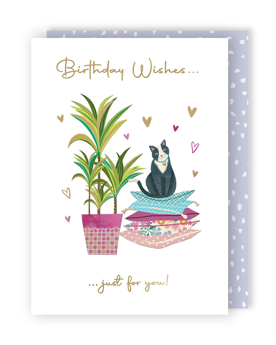 Birthday Wishes Purrfectly Cozy! Cat Contemporary Birthday Card