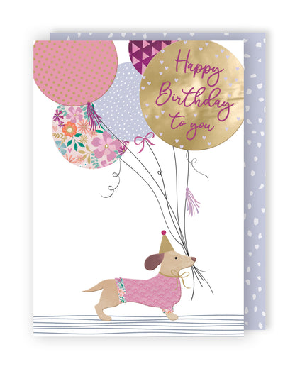 Happy Birthday To You Dachshund Balloon Buddies! Contemporary Birthday Card