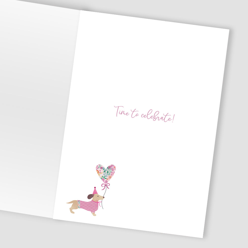 Happy Birthday To You Dachshund Balloon Buddies! Contemporary Birthday Card