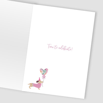Happy Birthday To You Dachshund Balloon Buddies! Contemporary Birthday Card