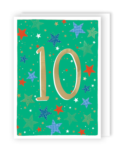 Age 10 Birthday Boy 10th Ten-Tastic Fun! Contemporary Birthday Card