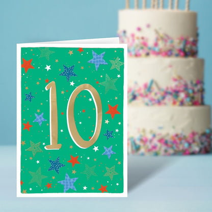 Age 10 Birthday Boy 10th Ten-Tastic Fun! Contemporary Birthday Card