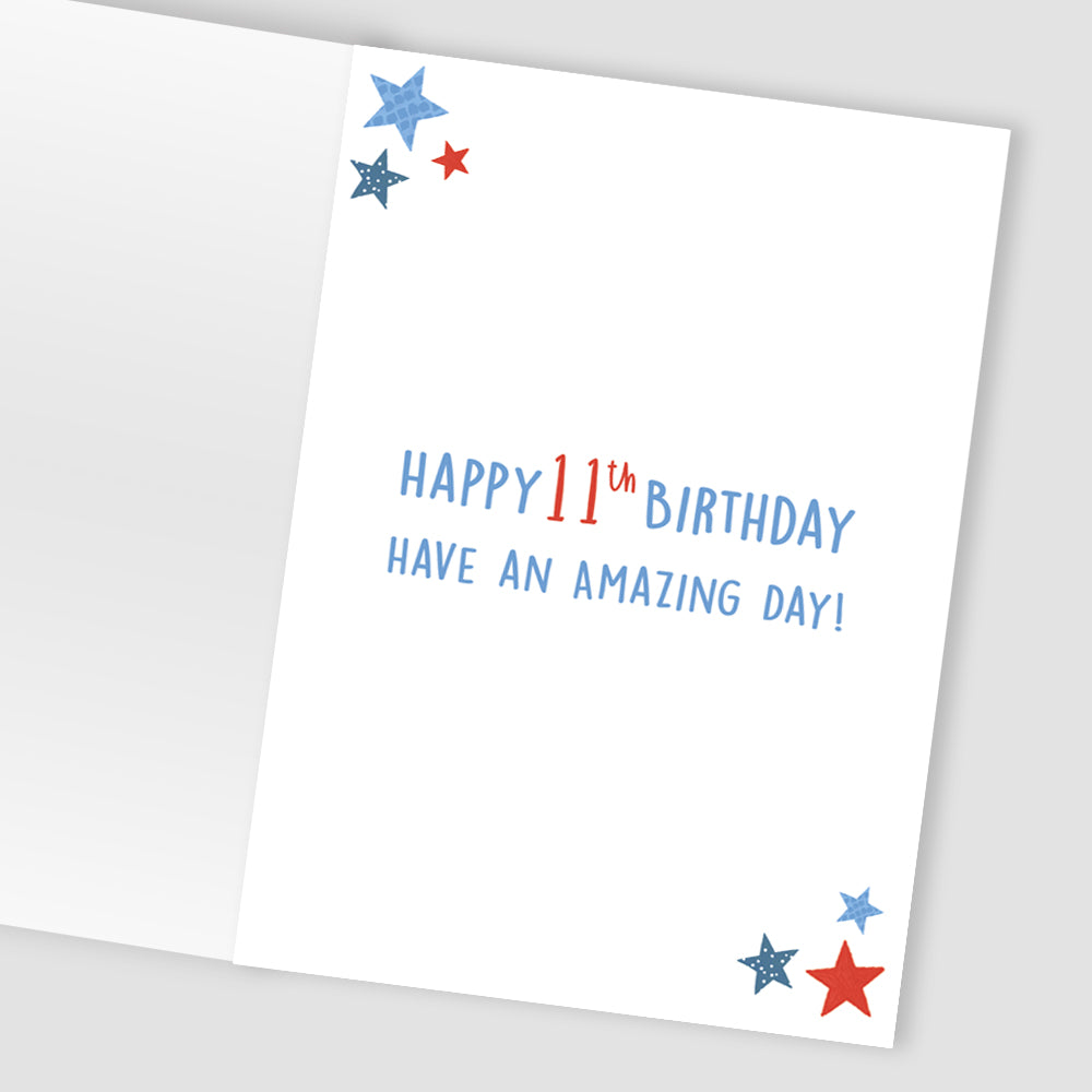 Age 11 Birthday Boy 11th Eleven-Tastic! Contemporary Birthday Card