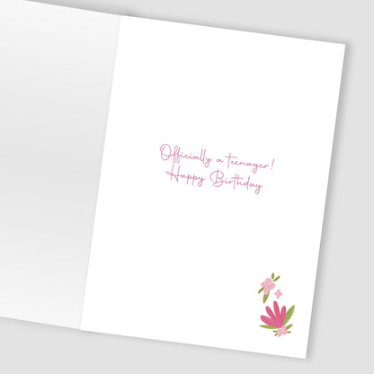 Age 13 Birthday Girl 13th Blooming Fun! Contemporary Birthday Card