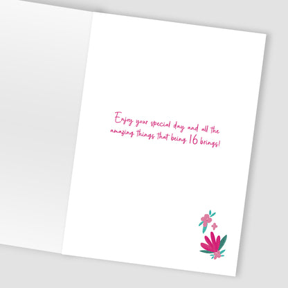 Age 16 Birthday Girl 16th Sweet Sixteen Blossoms! Contemporary Birthday Card