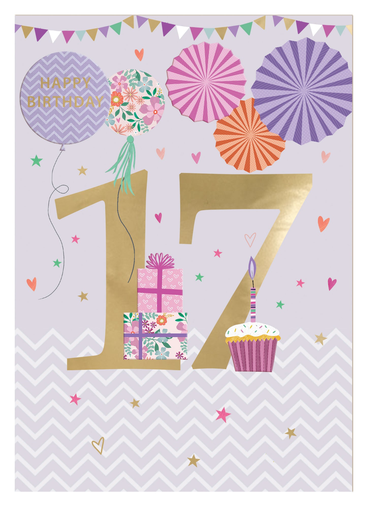 Age 17 Birthday Girl 17th Shining Seventeen! Contemporary Birthday Card