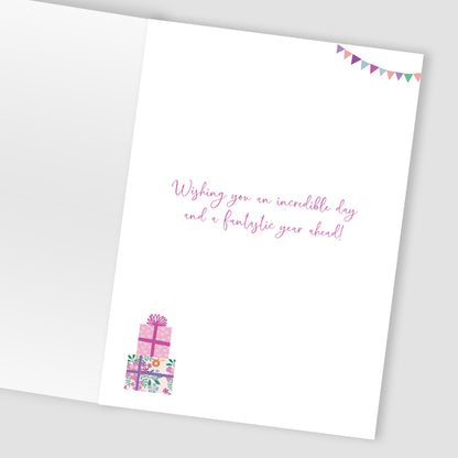 Age 17 Birthday Girl 17th Shining Seventeen! Contemporary Birthday Card