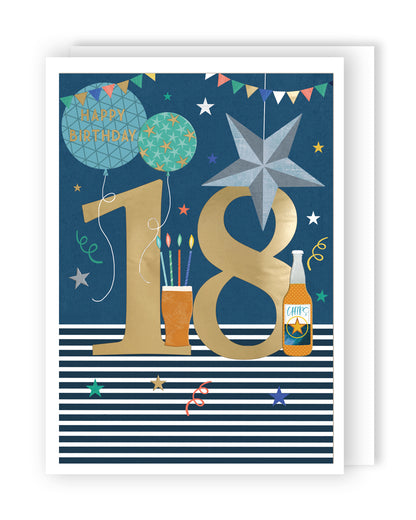 Age 18 Birthday Boy 18th Cheers, Eighteen! Contemporary Birthday Card