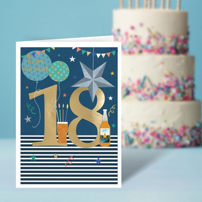 Age 18 Birthday Boy 18th Cheers, Eighteen! Contemporary Birthday Card