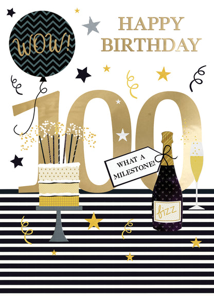 100 What A Milestone 100th Happy Century! Contemporary Birthday Card