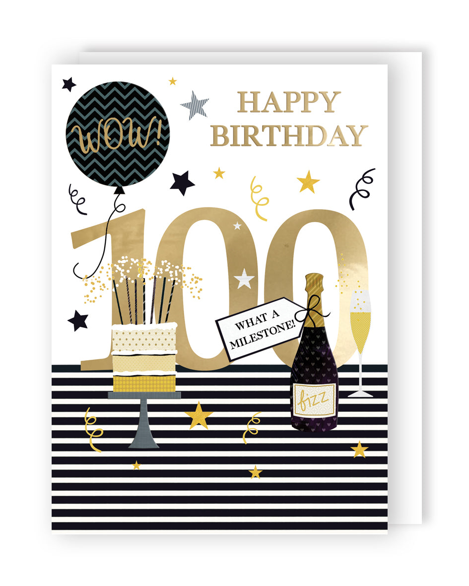 100 What A Milestone 100th Happy Century! Contemporary Birthday Card