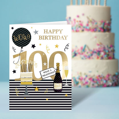 100 What A Milestone 100th Happy Century! Contemporary Birthday Card