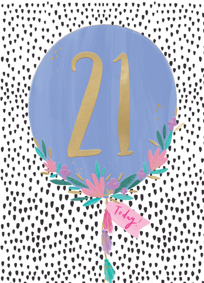 21st Birthday 21 Today For Her Fun-Filled Twenty-One! Contemporary Birthday Card