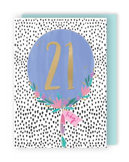 21st Birthday 21 Today For Her Fun-Filled Twenty-One! Contemporary Birthday Card