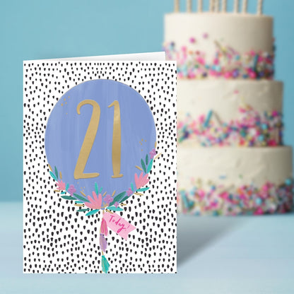 21st Birthday 21 Today For Her Fun-Filled Twenty-One! Contemporary Birthday Card