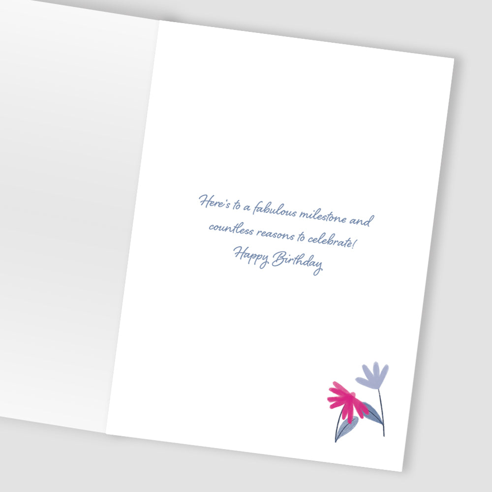 50th Birthday For Her Fifty-Tastic Blooms! Contemporary Birthday Card