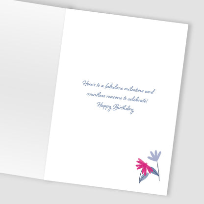 50th Birthday For Her Fifty-Tastic Blooms! Contemporary Birthday Card