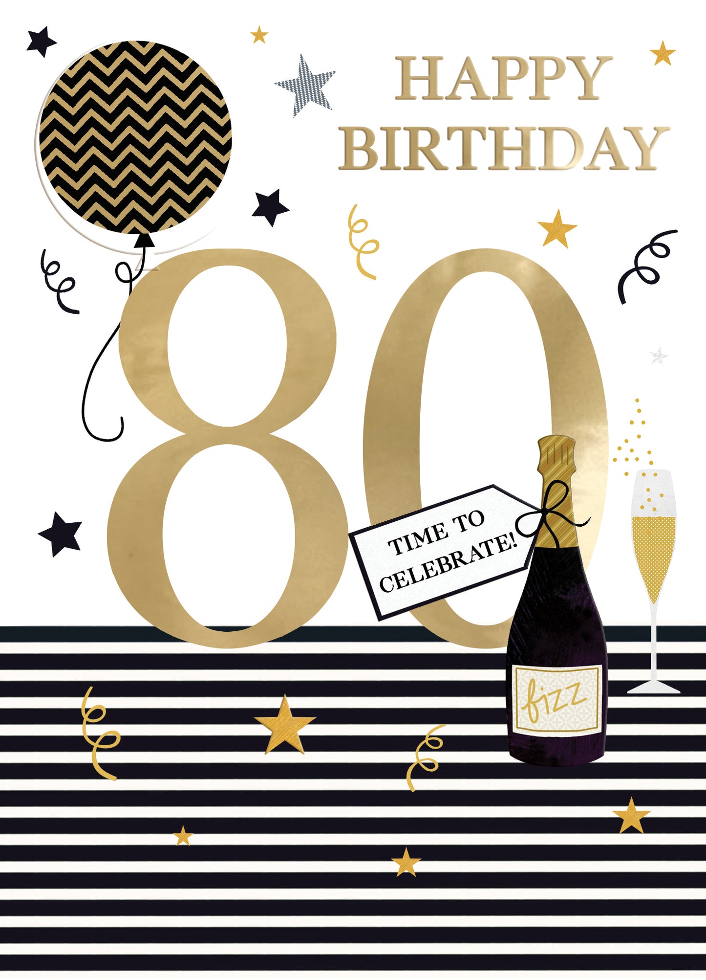 80th Birthday For Him Shine, Celebrate, Fun! Contemporary Birthday Card