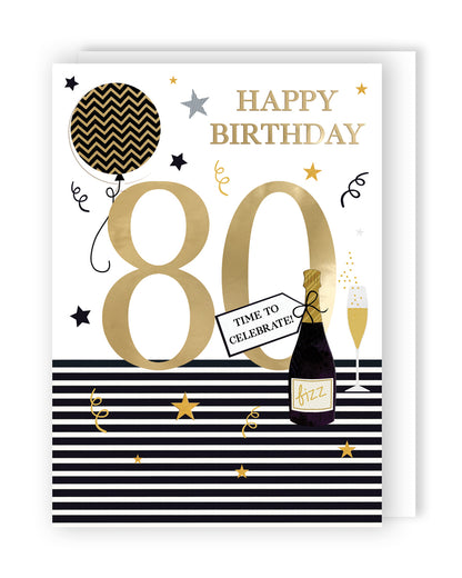 80th Birthday For Him Shine, Celebrate, Fun! Contemporary Birthday Card